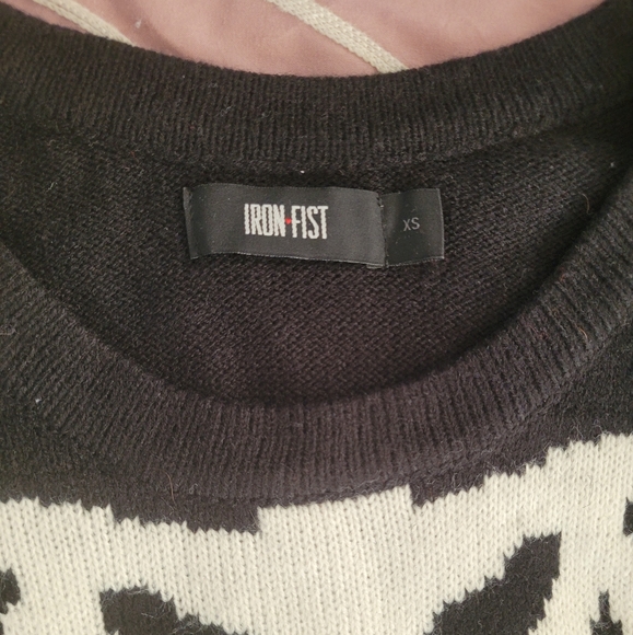 Rare Iron Fist Wishbone Intarsia Knit Skeleton Unisex Sweater - Picture 8 of 12